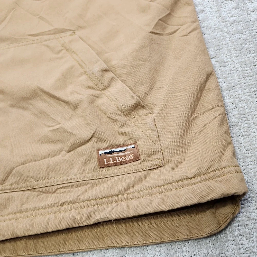 LL Bean Vest Men 2XLT Insulated Quilt Lined Utility Canvas Sherpa Full‎ Zip